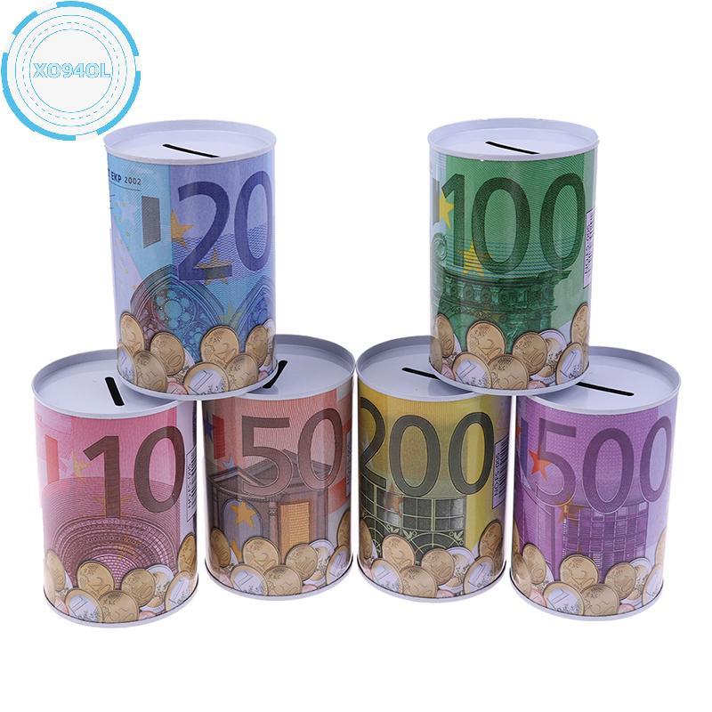 Xo94ol Euro Dollar Money Box ปลอดภัยกระบอก Piggy Bank Bank สําหรับเหรียญ Deposit Boxes TH