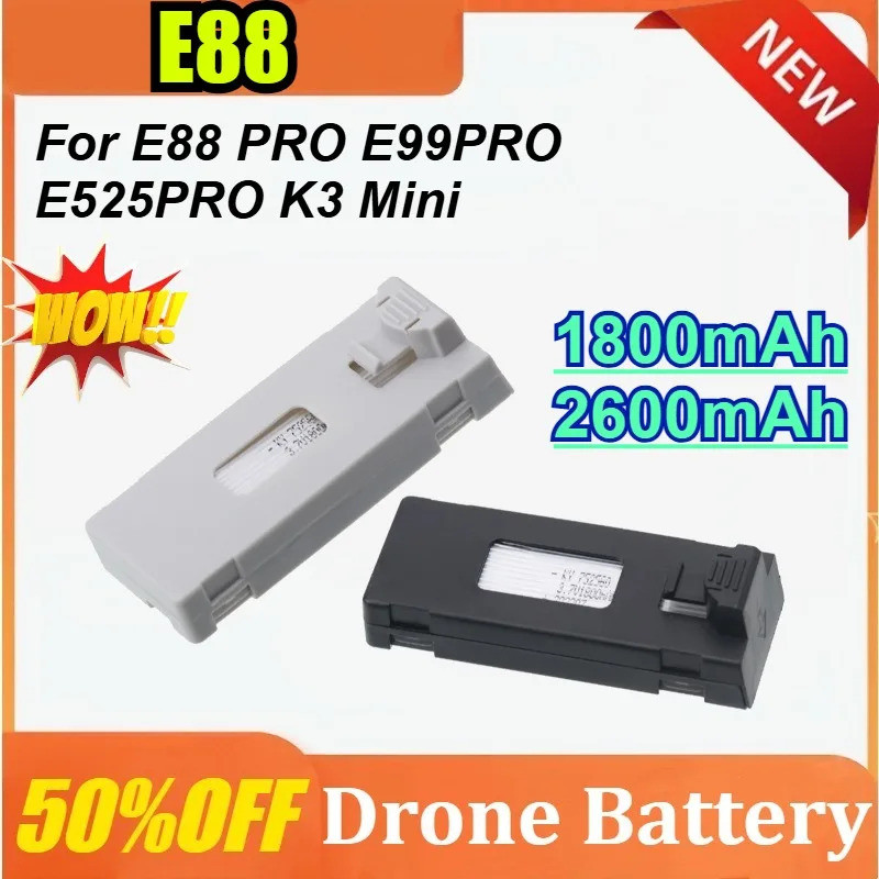 Drone แบตเตอรี่อุปกรณ์เสริม 3.7V 1800/2600mAh สําหรับ E88 E88 PRO E99PRO E525PRO K3 Mini Uav Drone แ