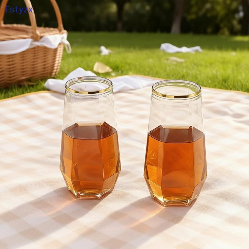 Fstyzx พลาสติก Goblet ชุด 6 ชิ้นแว่นตากลางแจ้งทนทานน้ําหนักเบาสําหรับ BBQ Party Picnic Bar FY