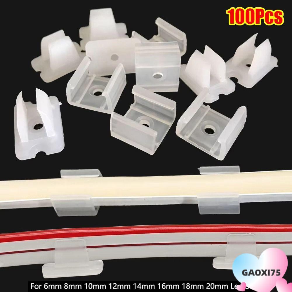 Goxi75 100 ชิ้น LED Strip คลิปคงที่, 8-20 มิลลิเมตร 220 โวลต์ยืดหยุ่น COB Light ติดตั้งหัวเข็มขัด, 5050/5730/2835 ผู้ถือโคมไฟพลาสติกติดตั้งผู้ถือโคมไฟติดผนังขั้วต่อ