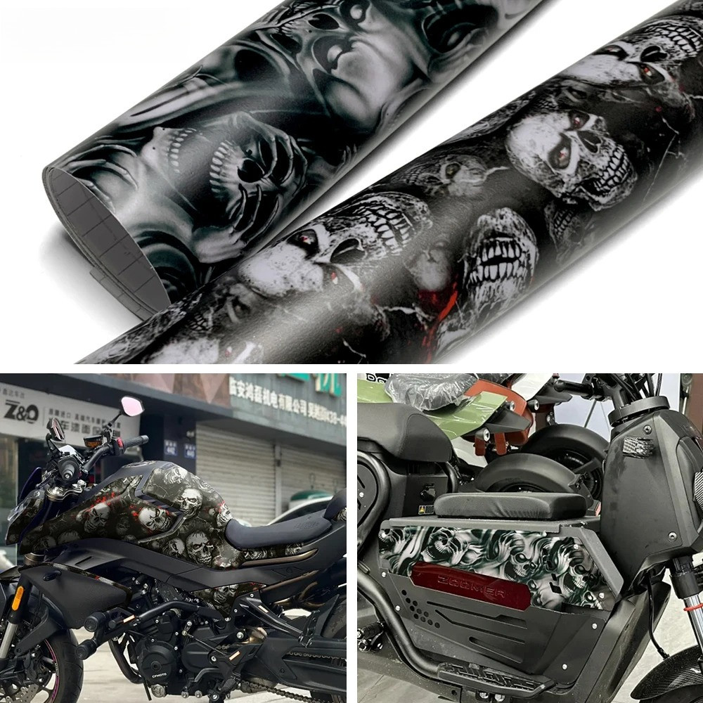 สติ๊กเกอร์ลายกะโหลก 150cm พรีเมียมไวนิล กันน้ำ กันUV ไม่ทิ้งคราบกาว ติดรถยนต์ มอเตอร์ไซค์ ฝากระโปรง หลังคา