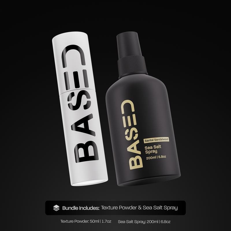 BASED Texture Essentials Bundle: Texturizing Powder & Sea Salt Spray - Volume Lightweight, Matte Fin
