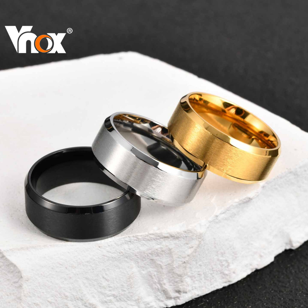 VNOX วีน็อกซ์ คลาสสิก8มิลลิเมตรสแตนเลสธรรมดาแหวนสําหรับผู้ชาย, ไม่จํากัดเพศ งานแต่งงานวง,มินิมอลทุกวันเครื่องประดับของขว