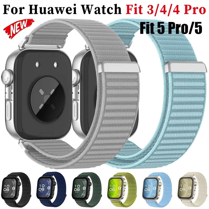 ไนลอนสายกีฬาสําหรับ Huawei Watch Fit 5/5 Pro น้ําหนักเบา Breathable สร้อยข้อมือสายรัดข้อมือสําหรับ Huawei Watch Fit 5/4/4 Pro/3 Corre