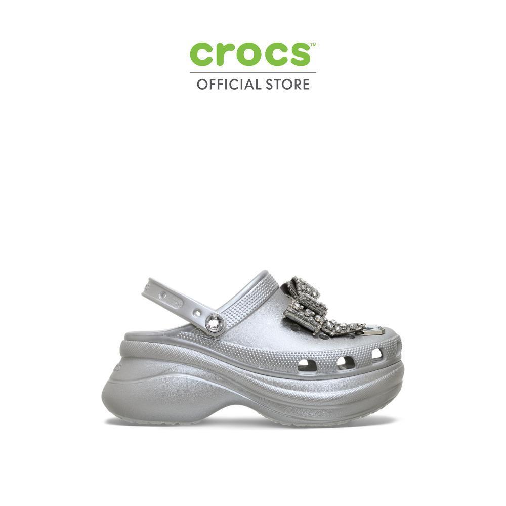 CROCS รองเท้าลำลองผู้หญิง BAE BEDAZZLED BOWS CLOG  - SILVER