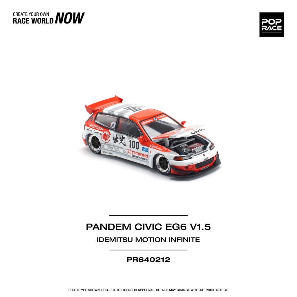 [คลังสินค้าพร้อม] PopRace Alloy 164 RV Sports Car Model 5th Generation Civic Civic EG6 Rocket Rabbit