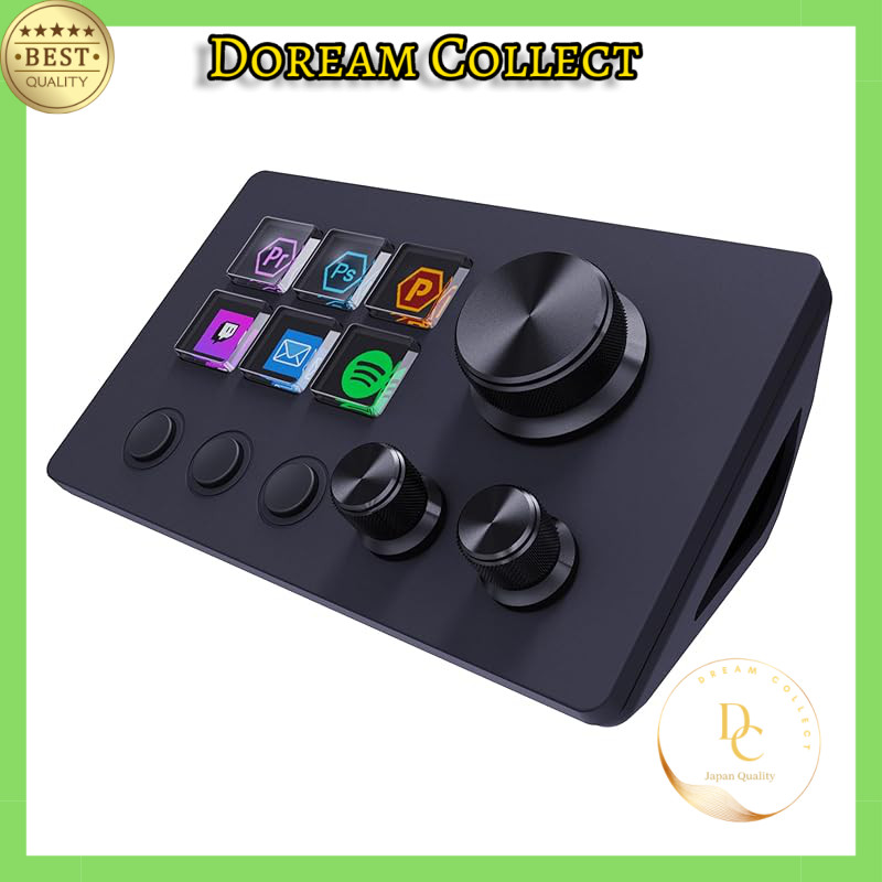 ActionRing Stream Controller Deck with 6 Customizable Macro Keys and 3 Dials, Efficiency Shortcut Ke