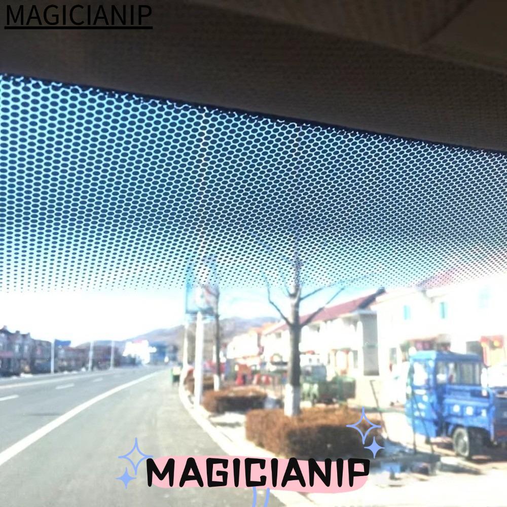 MAGICIANIP ม่านบังแดดรถยนต์, 1M สีดําตาข่ายสติกเกอร์กระจกหน้ารถ, ทนความร้อนด้านหน้า Perforated ไวนิล UV Protection Window Tint ฟิล์มป้องกันแสงแดด