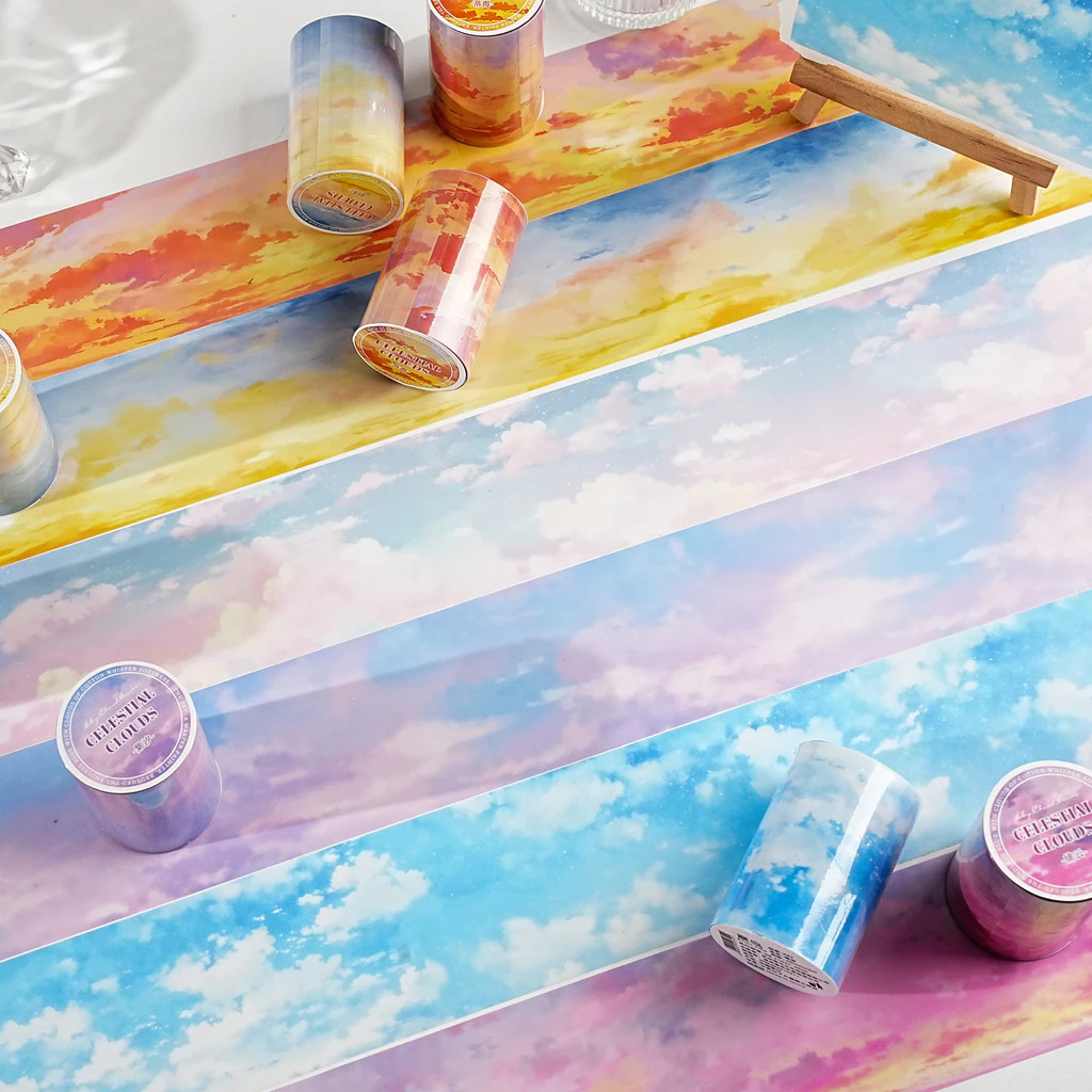 P PET Tape Sky Cloudland Series 6 Sky Theme คู่มือตกแต่งวัสดุรอบสติกเกอร์ 6 ทางเลือก