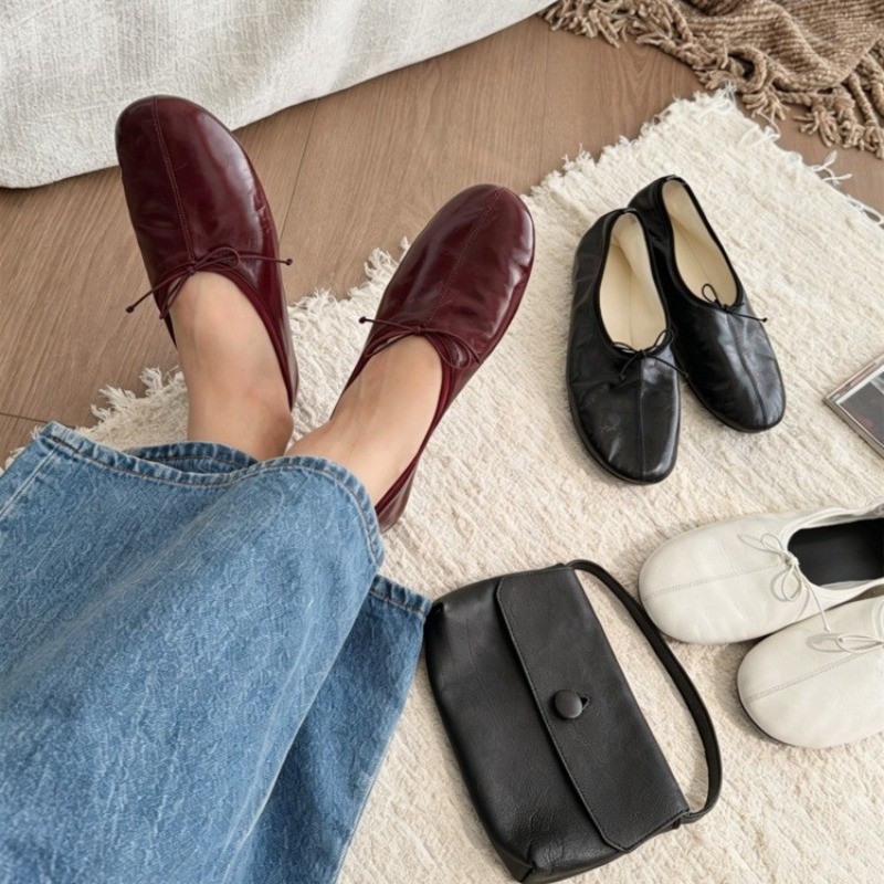 ฤดูใบไม้ผลิฤดูใบไม้ร่วงใหม่ผู้หญิงs บัลเล่ต์รองเท้าแบนสีทึบลื่น Causal รองเท้ากลางแจ้งรอบ toe สุภาพสตรีสํานักงานรองเท้านุ่ม