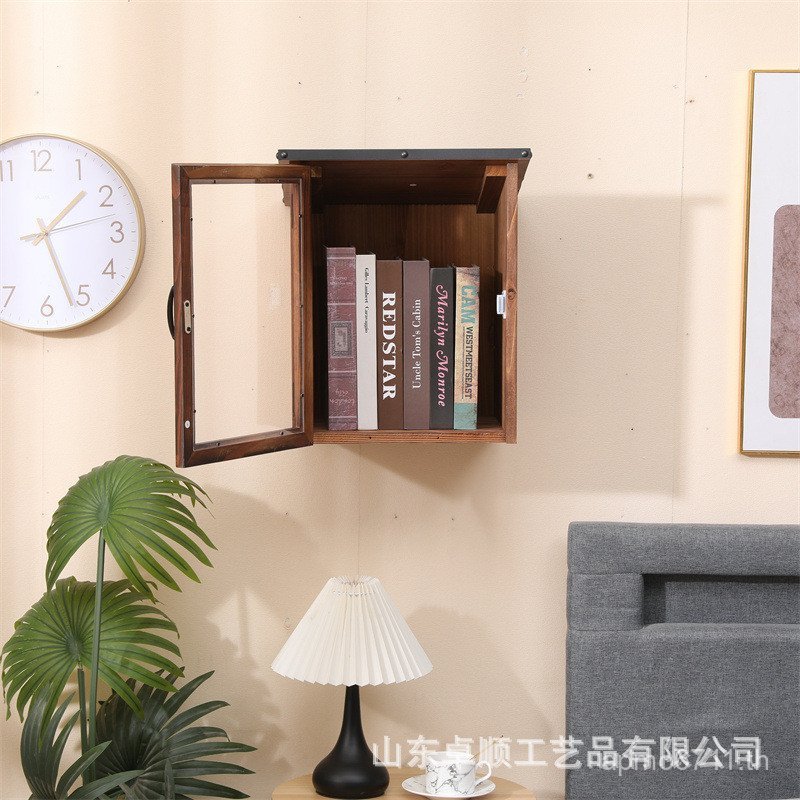 กล่อง กล่องแขวนไม้ทําเองกล่องหนังสือสวนห้องสมุดกล่องไม้ที่เป็นของแข็งแขวนกล่องเก็บผนังหนังสือนิตยสาร