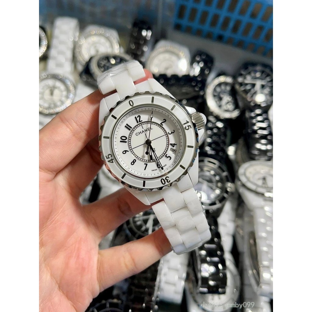 Chanel ขายร้อนเซรามิค J12 Series สุภาพสตรีนาฬิกาผู้ชายผู้หญิง Unisex นาฬิกาคู่ Ouyang Nana สไตล์เดีย