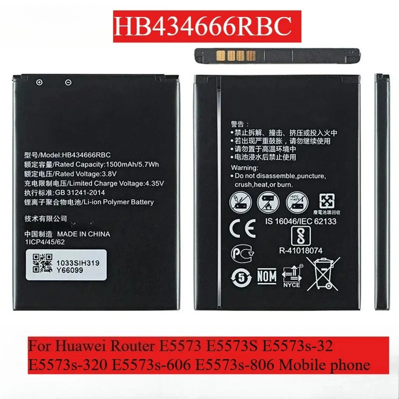 1500มะห์ HB434666RBC เปลี่ยนแบตเตอรี่สําหรับ Huawei Router E5573 E5573S E5573s-32 E5573s-320 E5573s-