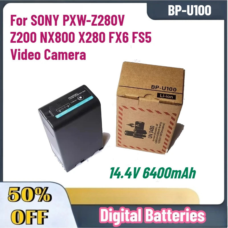 ใหม่คุณภาพสูง 14.4V 6400mAh BP-U100 แบตเตอรี่ชาร์จสําหรับ SONY PXW-Z280V Z200 NX800 X280 FX6 FS5 กล้