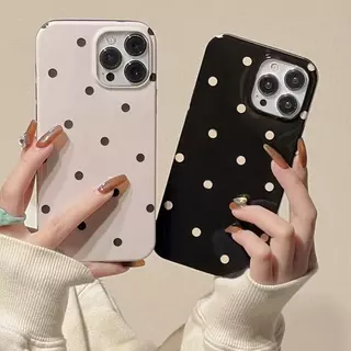 เคสไอโฟน 16 17 สำหรับ iPhone 11 13 15 12 14 Pro Max 7 16 14 15 8 Plus X XR XS Max 15 Pro เคสผิวมันลายจุดน่ารักเรียบง่าย