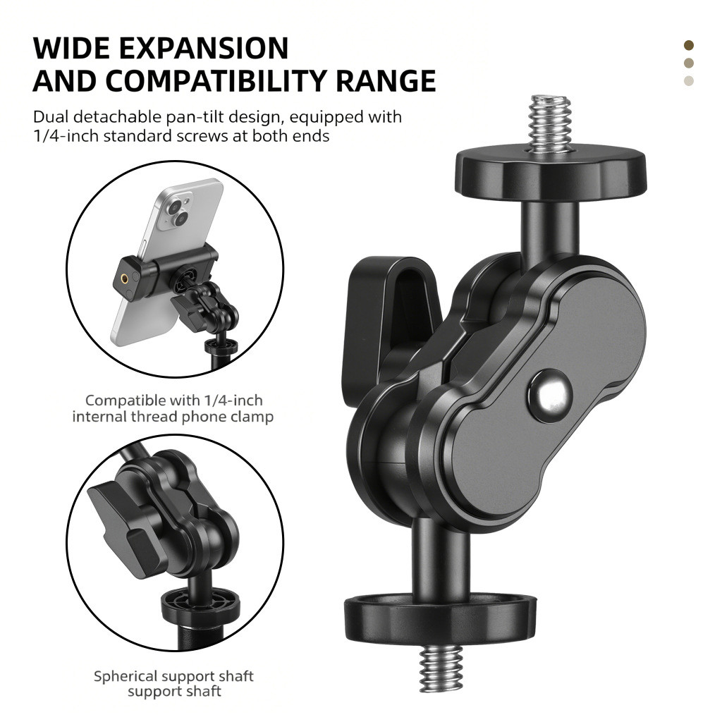 360° ปรับ Magic Arm Bracket, 1/4 "สกรู Ball Head Adapter, Universal Pea Pod Clamp สําหรับกล้อง/โทรศัพท์/จอภาพ Live Streaming ขาตั้งกล้อง