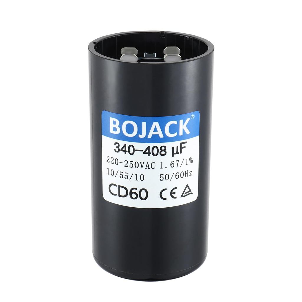 BOJACK 340-408 uF/MFD 220-250 VAC 50/60 Hz Universal Round Start Capacitor ชิ้นส่วนทดแทนไฟฟ้า