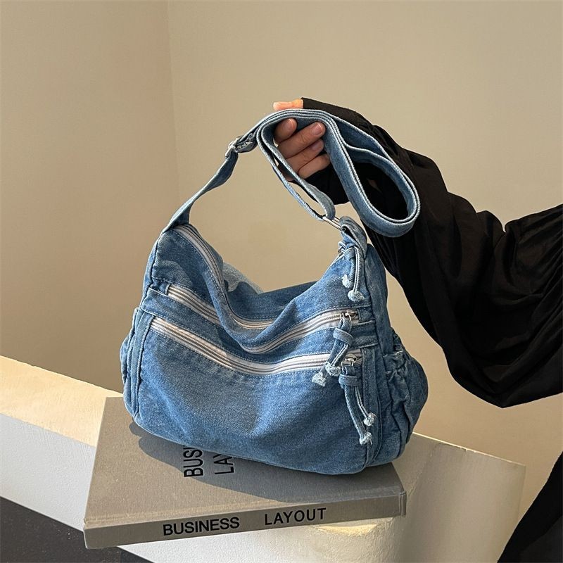 Home Sweet Denim Stitching Shoulder Bag 26-40 Years Old Elegant All-Match