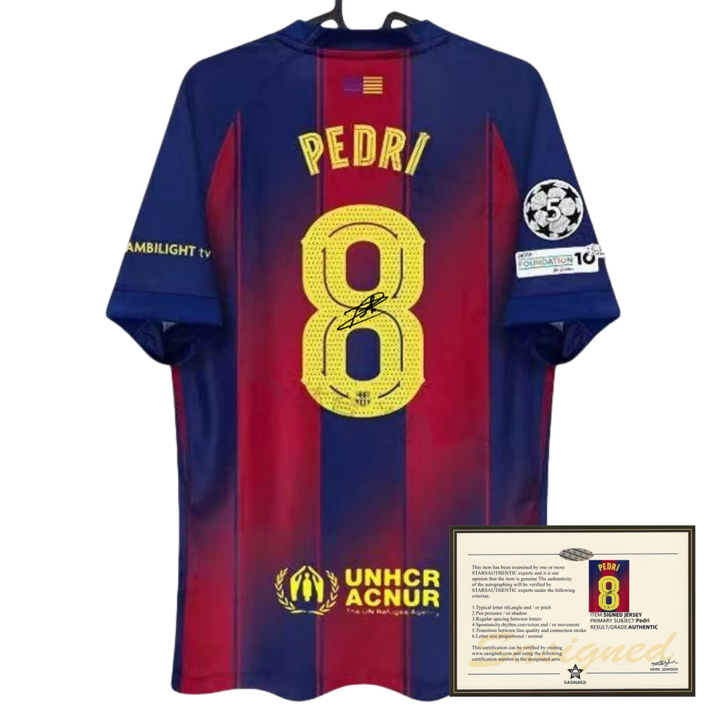 2025 Pedri Soccer Shirt Jersey Short Sleeve Printed Signature Home Stadium Football Uniform Quick Dr