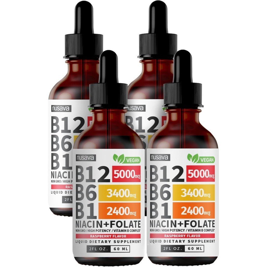 (4 ถุง) วิตามิน B12 และ B6 Liquid Drops,B12 วิตามิน Sublingual B Complex - B 12 วิตามิน 5000 Microgr