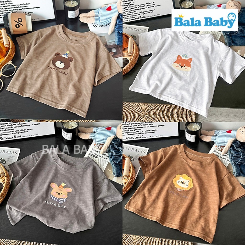 เสื้อยืดเด็กลายการ์ตูนน่ารัก ผ้าคอตตอน ใส่สบาย สไตล์มินิมอล DXT100