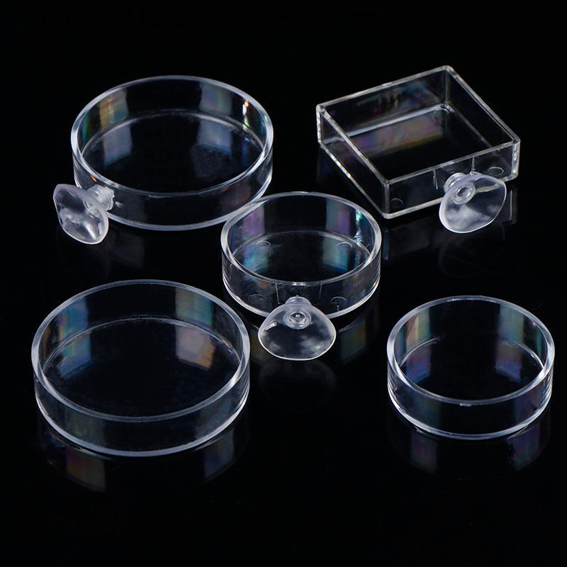 [ใหม่] Aquarium Feeder อะคริลิคปลาโปร่งใสรอบจานสแควร์กุ้งกล่องอาหารปลาและกุ้งอุปกรณ์ให้อาหาร [TH]