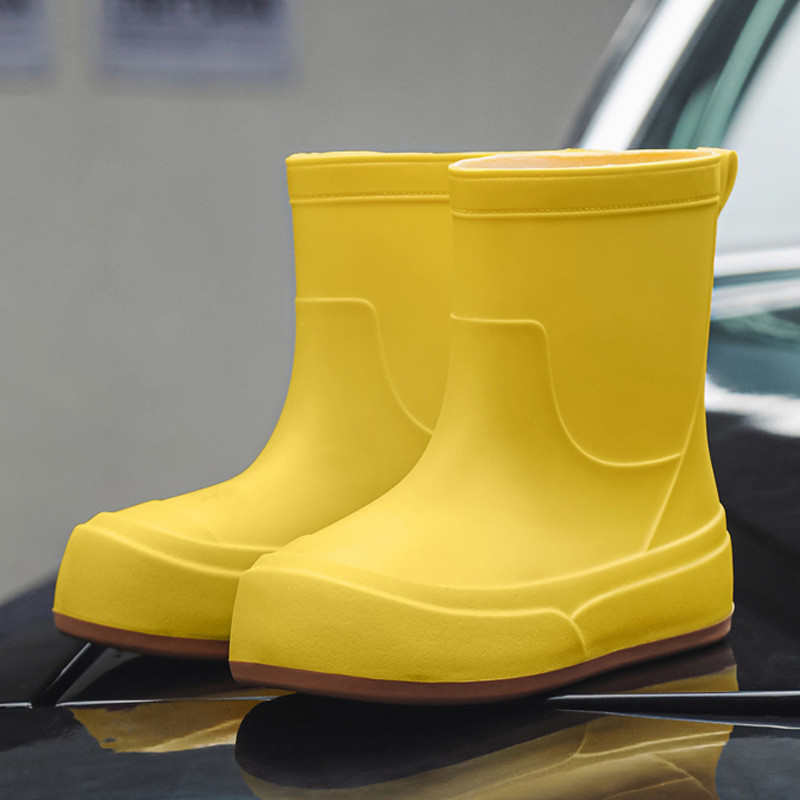 สไตล์สั้นข้อเท้ารองเท้าฝนสําหรับผู้ใหญ่กันน้ําลื่นยาง WELLY สบายสบายๆกลางแจ้งรองทนทานน้ําหนักเบารองเ