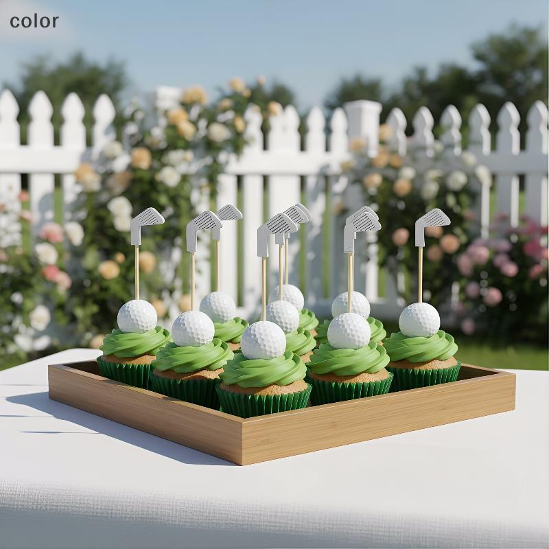 [สี] Golf Cotail Pis 4.7 IN ไม้ตกแต่ง Skewer อาหารเรียกน้ําย่อย Toothpis สําหรับการตั้งค่าโต๊ะชีสผลไ