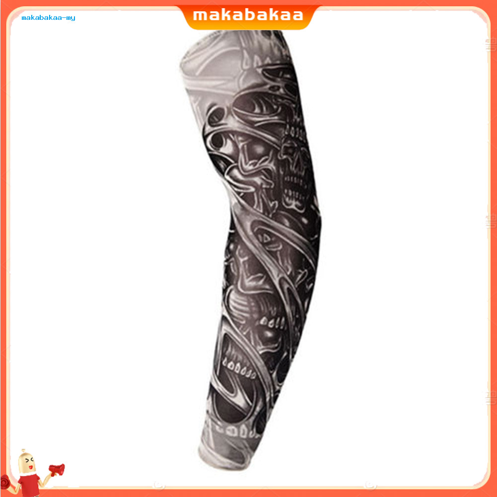Unisex Stretched UV Protection Cycling Outdoor Fake Slip On Tattoo Arm Sleeve