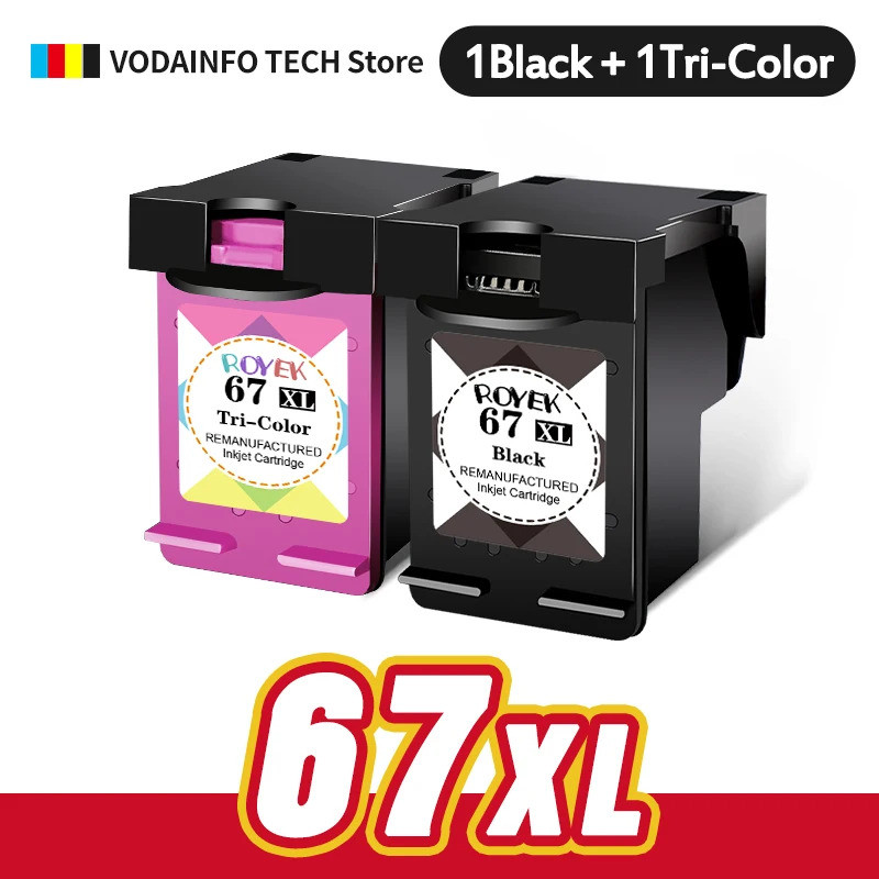 ROYEK 67XL ตลับหมึก 67XL สําหรับ HP 67 67XL สําหรับ HP DeskJet 2700 2700e 2755e 2755 4155e 4155 เครื