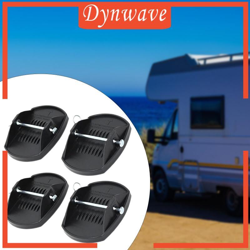 [Dynwave] 4 ชิ้น Generic RV Trailer Jack Pads สีดําขาตั้งรองรับอะแดปเตอร์แข็งแรงความแข็งแรงสูงเปลี่ย