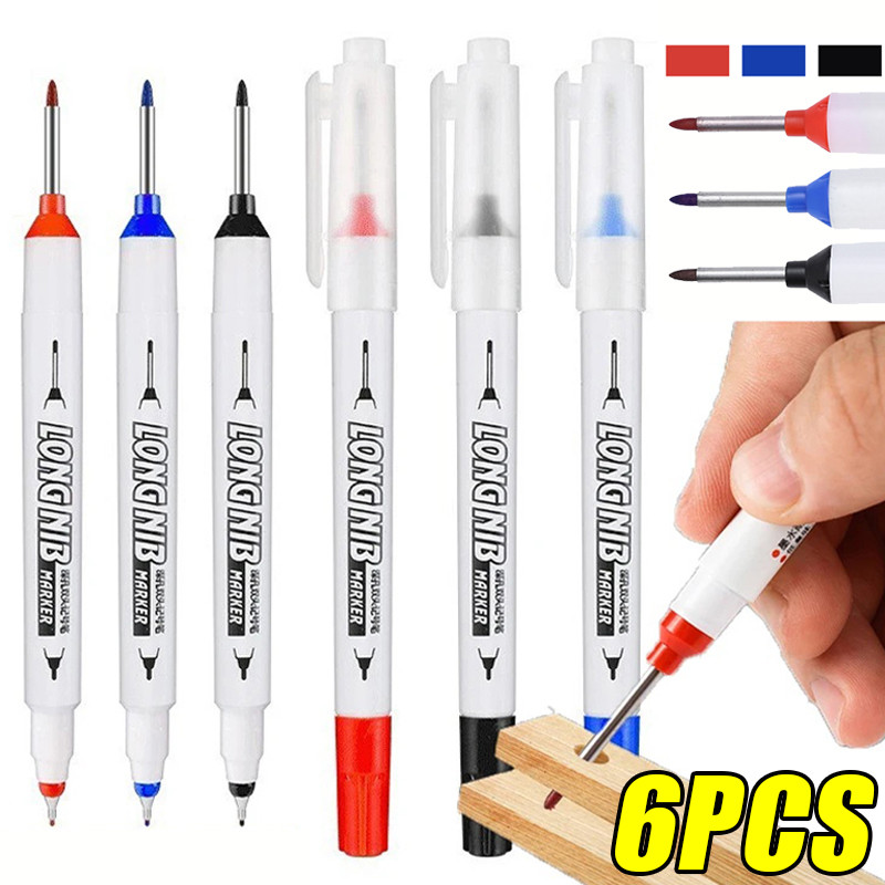 1/3/6 ชิ้น 20 มิลลิเมตร Double-Tip Deep Hole Nib Markers - กันน้ําถาวร Perforating ปากกาสําหรับงานไม้ตกแต่ง