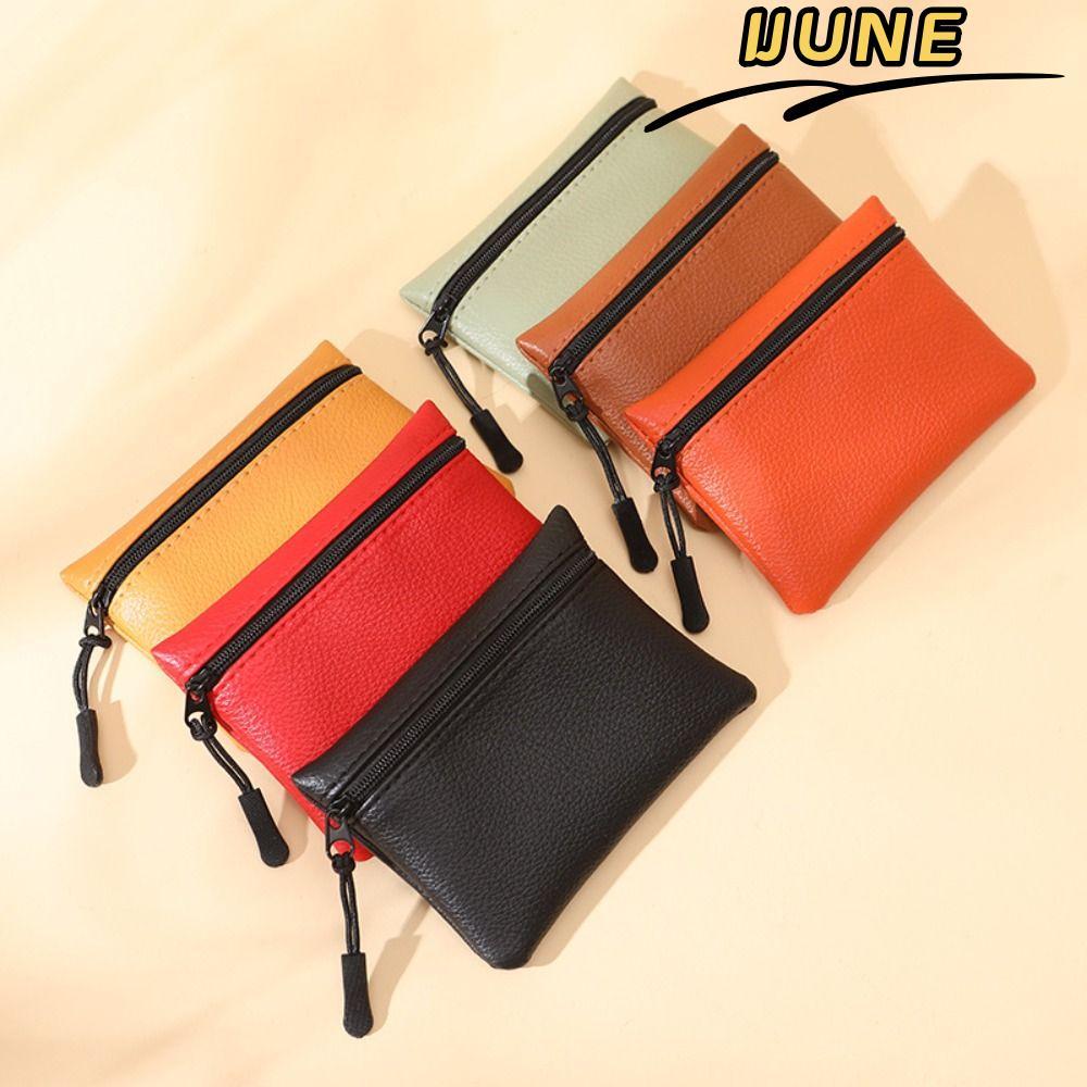 IJUNE กระเป๋าใส่เหรียญและกุญแจ ขนาดเล็กPU พร้อมซิปรองรับทั้งผู้ชายและผู้หญิง