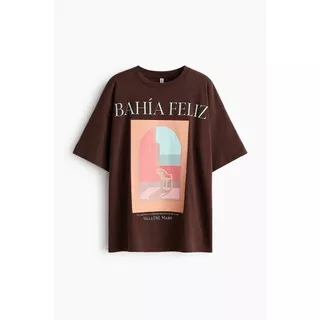 H&M(เอชแอนด์เอ็ม) เสื้อยืดโอเวอร์ไซส์พิมพ์ลาย ผู้หญิง 1341689_2