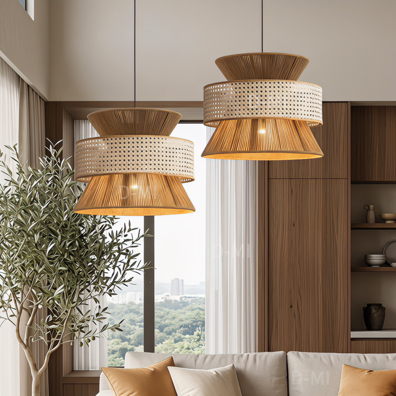 โคมไฟระย้า ไม้ไผ่สาน สไตล์ญี่ปุ่น Wabi-Sabi วินเทจ LED เหมาะสำหรับ ห้องนอน ห้องนั่งเล่น ร้านอาหาร คาเฟ่