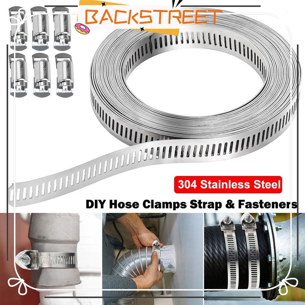 BACKSTAGEREAT Hose Clamps, 304 Stainless Steel Adjustable Hose Clamp Strap, Large Clamp Fasteners Pi