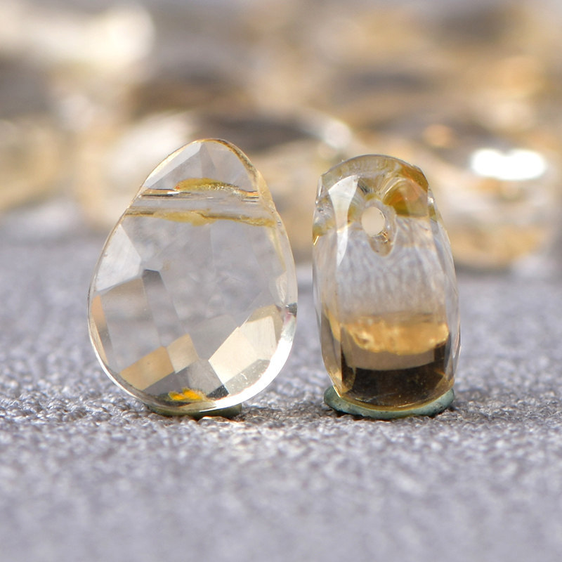 5A ธรรมชาติบราซิล Citrine Cut Water Drop DIY เครื่องประดับทําด้วยมืออุปกรณ์เสริมวัสดุลูกปัดเดี่ยว