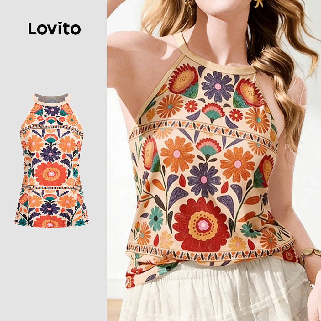 Lovito  เสื้อลําลองผู้หญิงลายเรียบง่ายสําหรับฤดูใบไม้ผลิ/ฤดูร้อน LK3ED563 – โปรปัง