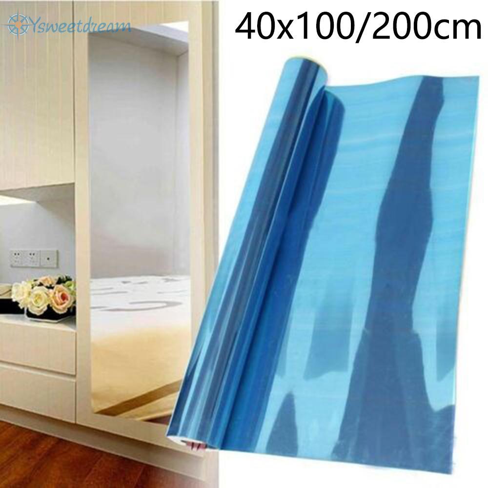 【SWTDRM】DIY Mirror Tile WallS Stickers Rectangle Self Adhesive Bathroom Decor 100/200CM