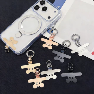 สแตนเลสโทรศัพท์เชือกเส้นเล็กคลิปแพทช์360°เชือกคล้องเคสโทรศัพท์ป้องกันการสูญหาย รูปทรงหมีน่ารัก แผ่นรองโทรศัพท์สแตนเลสสตี