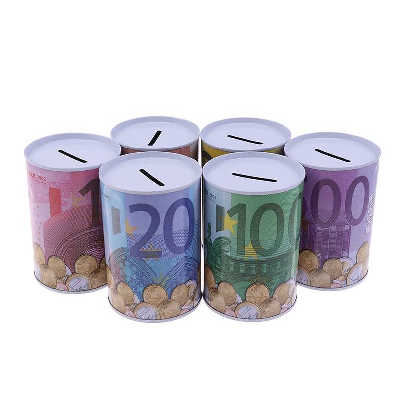 GKY Euro Dollar Money Box ปลอดภัยกระบอก Piggy Bank Bank สําหรับเหรียญกล่องฝากเงิน GKY