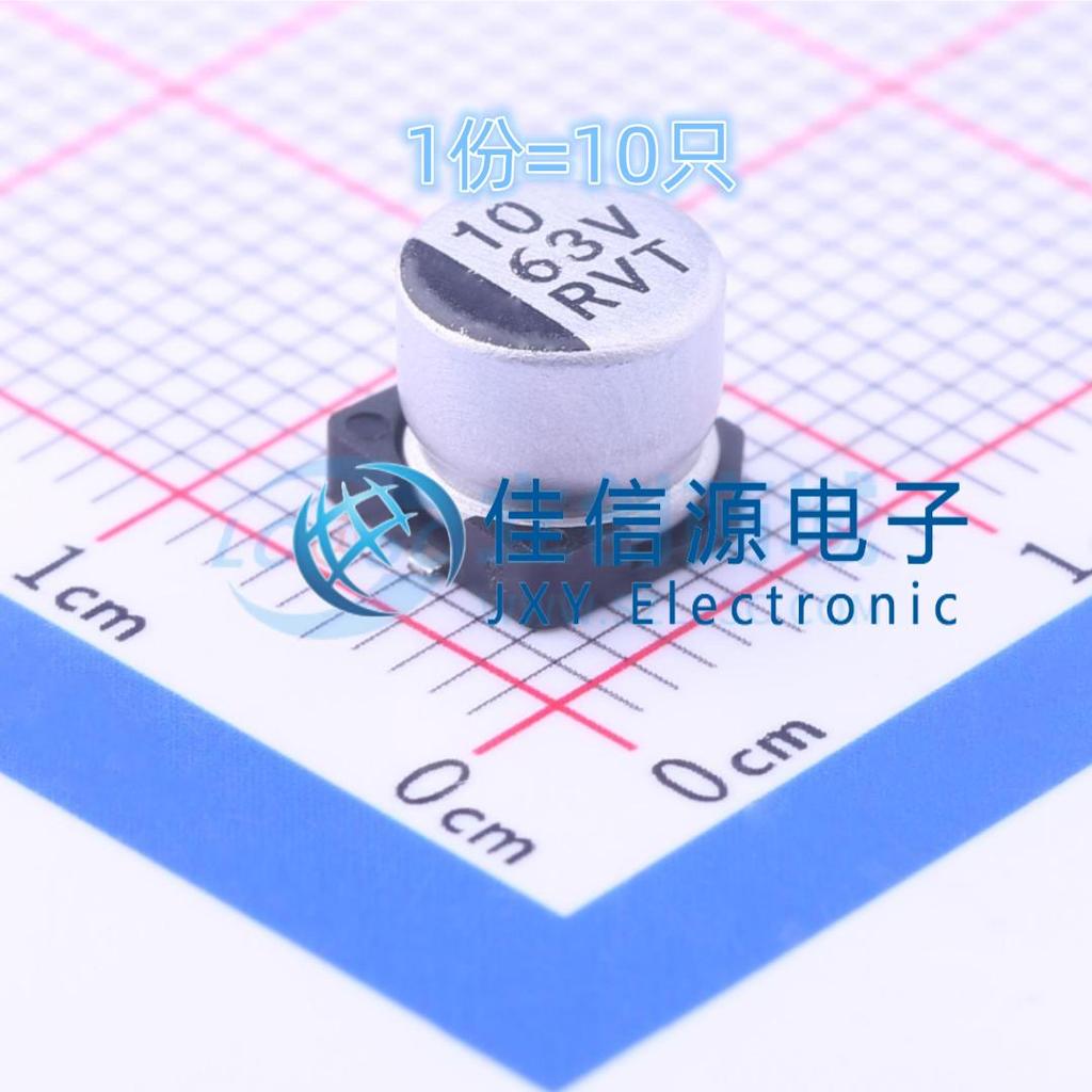 ตัวเก็บประจุชิปอิเล็กโทรลีติค RVT1J100M0605 HONOR (HONOR) 6.3x5.4 10uF63V (10 ชิ้น)