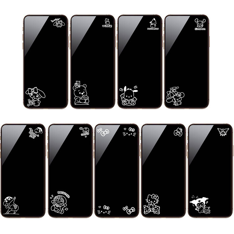 ป้องกันหน้าจอสําหรับiPhone 17 16 15 14 13 Pro max Plusการ์ตูน6Dเงาโปร่งใสกระจกนิรภัย15Pro 15Promax 15Plus 16Pro 16Promax 16Plus 17Pro 17Promax