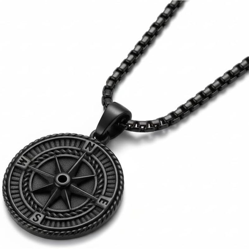 Galis Mens Necklace - Premium Stainless Steel Silver Chain Necklace, Non Tarnish, Chains, Triangle, 