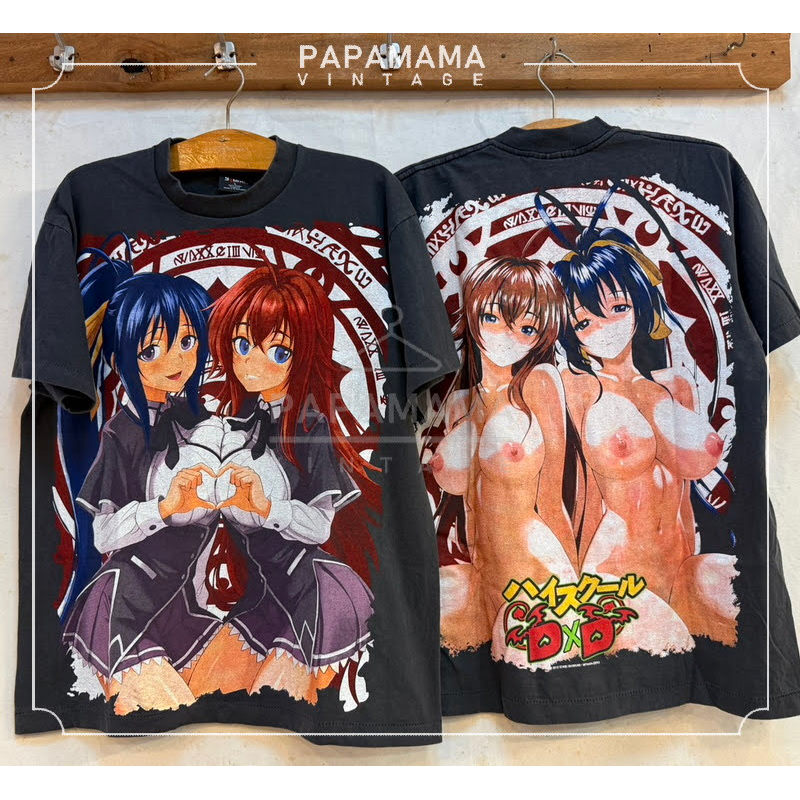 High School DxD Bio Washed Big Screen เสื้อวินเทจ เสื้อการ์ตูนดีย์ตำนาน papamama vintage shirt