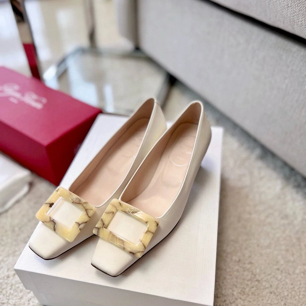 2025.1.31-4.5cm Heel R Home Classic Belle Cloud Pattern Fritillary Tortoiseshell Buckle Square Heel 
