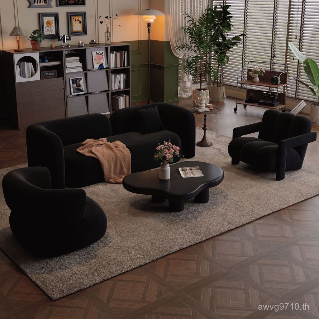 Rest โซฟาสีดํา Negotiation Office Area อพาร์ทเมนต์ขนาดเล็กห้องนอน Designer Retro สไตล์พื้นที่ Dirt-R