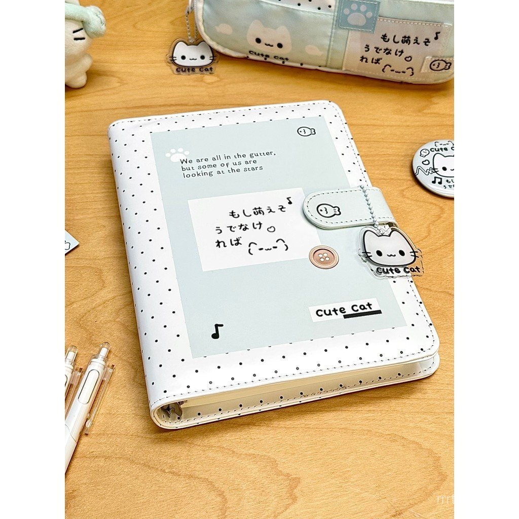 A5 Home System Notebook First Value Notebook ins Leather Kitten Loose-leaf Notebook Yan Middle Schoo