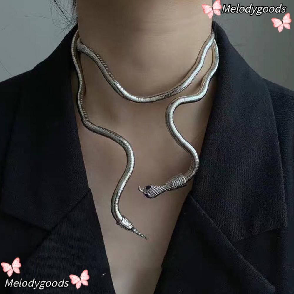 MELODG สร้อยคอโลหะผสม Bendable 90CM Punk Snakelike Bracelet