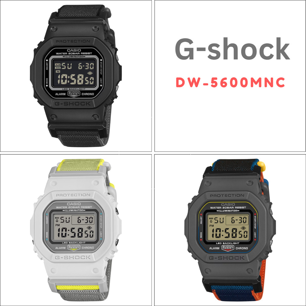 Casio G-Shock นาฬิกาข้อมือผู้ชาย สายผ้า รุ่น DW-5600MNC,DW-5600MNC-1,DW-5600MNC-7A8,DW-5600MNC-8A2